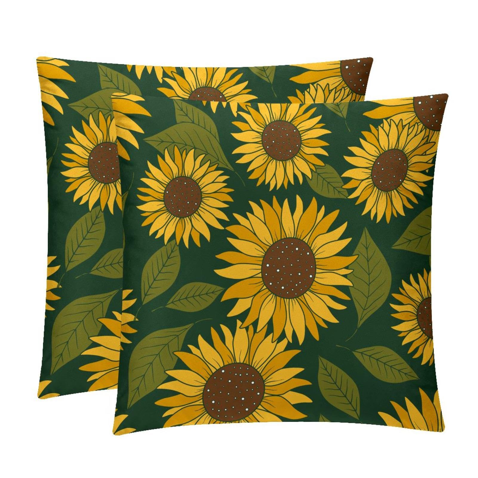 TDGKPZ Yellow Sunflowers Throw Pillow Covers 2 Pack Pillowcases Soft Cozy Pillow Cases For Couch Bed Sofa 50x50cm
