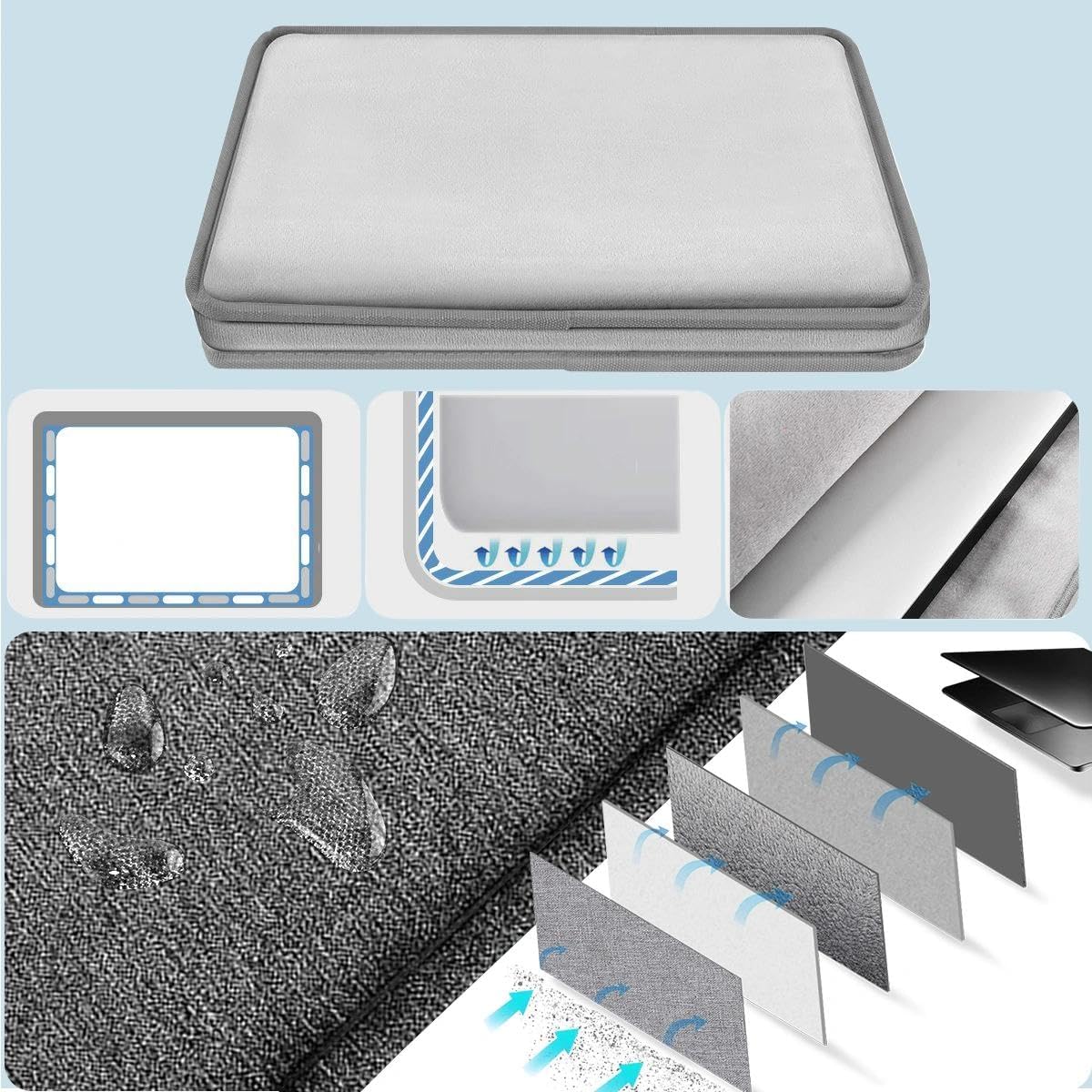 Hseok Laptop Shoulder Bag 15.6-16 inch Case,Water-Resistant Shockproof Computer Handbag with Small Case Compatible with MacBook Pro/Neo 16",Mac Air 15 M5, XPS 15/16 and most 15.6-16 PC,Grey