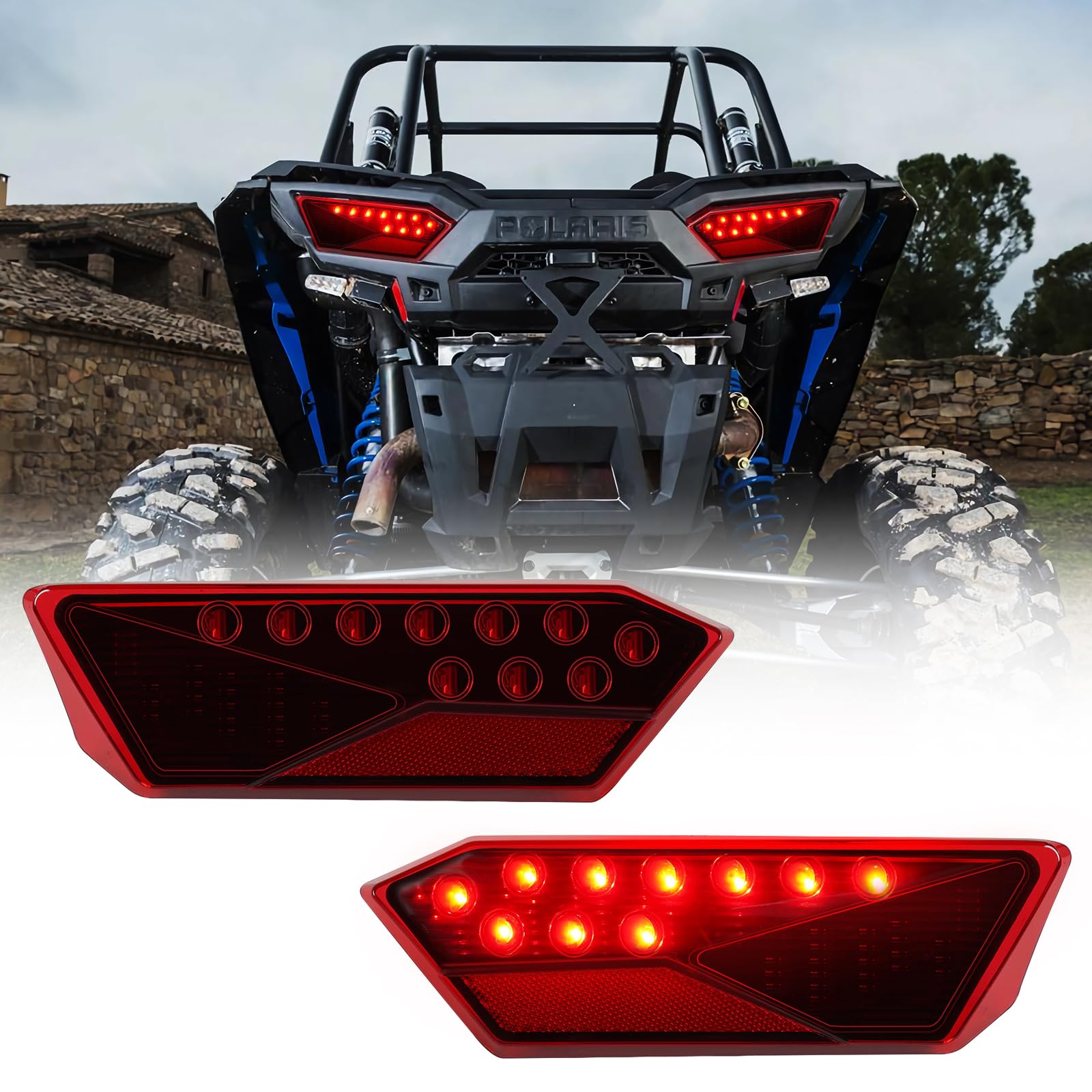 LitMiRaCle UTV LED Tail Light Assembly for RZR 900 1000, Rear Brake Stop Lights for Polaris RZR 900 1000 XP S 4 Turbo 2014-2019 & RZR Trail 2020-2023 Accessories #2412341,#2412342(2PCS, Red)