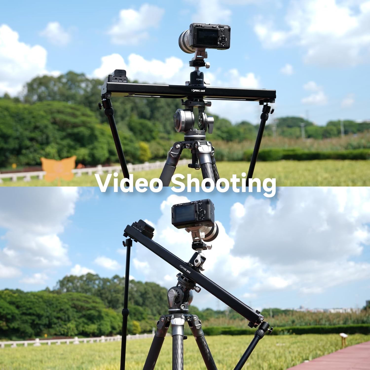 Accsoon Toprig Camera Slider Support Arm Stabilizer 2 Pack with C Clamp Adjustable Tripod Stability Arm Increasing Stability Aluminum Alloy, for Camera Slider Rail Track Support Rod for Video Shooting