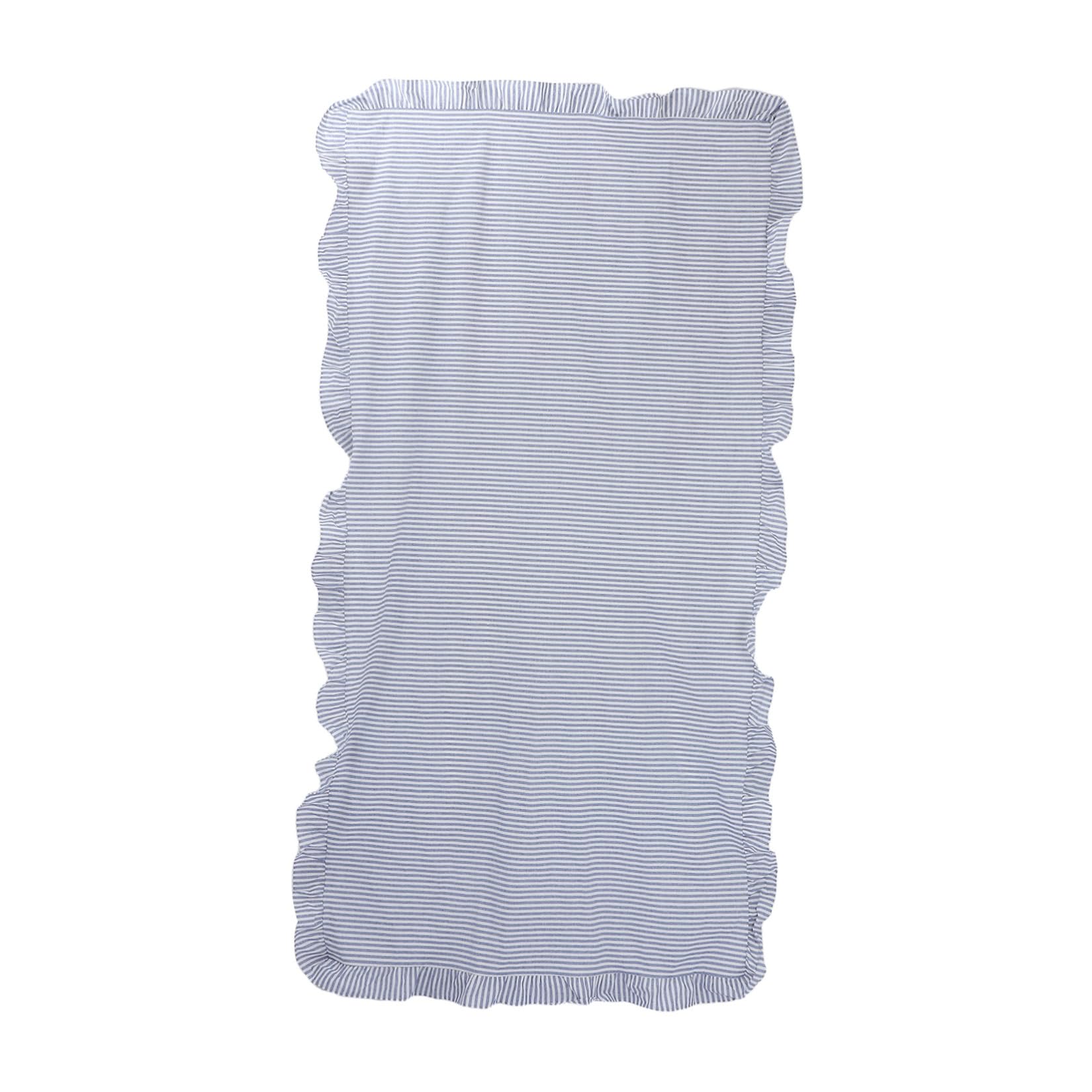Mantel Lavable y Resistente al Desvanecimiento 60x120 Pulgadas Estilo Granja de Algodón Volantes Azul y Blanco para Mesa Rectangular Adecuado para Comedor y Fiestas