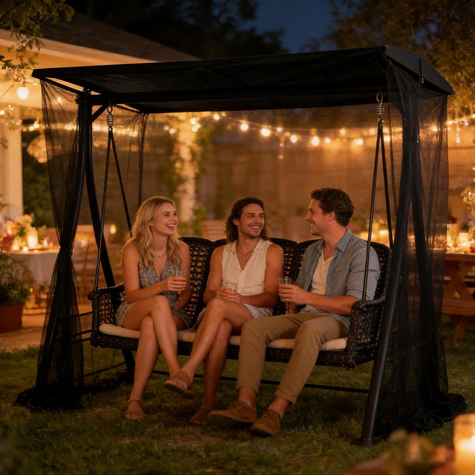 Zanzariera da campeggio Tenda Portatile Traspirante Impermeabile con | Tenda Zanzariera per Altalena Per feste in casa, balcone, portico, giardino, camper, appartamento, cortile, deck,