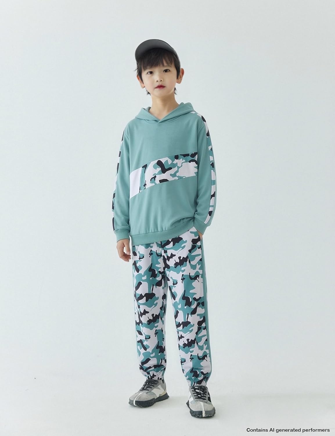 Boys Clothes Camo Patchwork Long Sleeve Hooded Sweatshirt and Camo Joggers Kids Casual Tracksuit Boys 5-14 Years