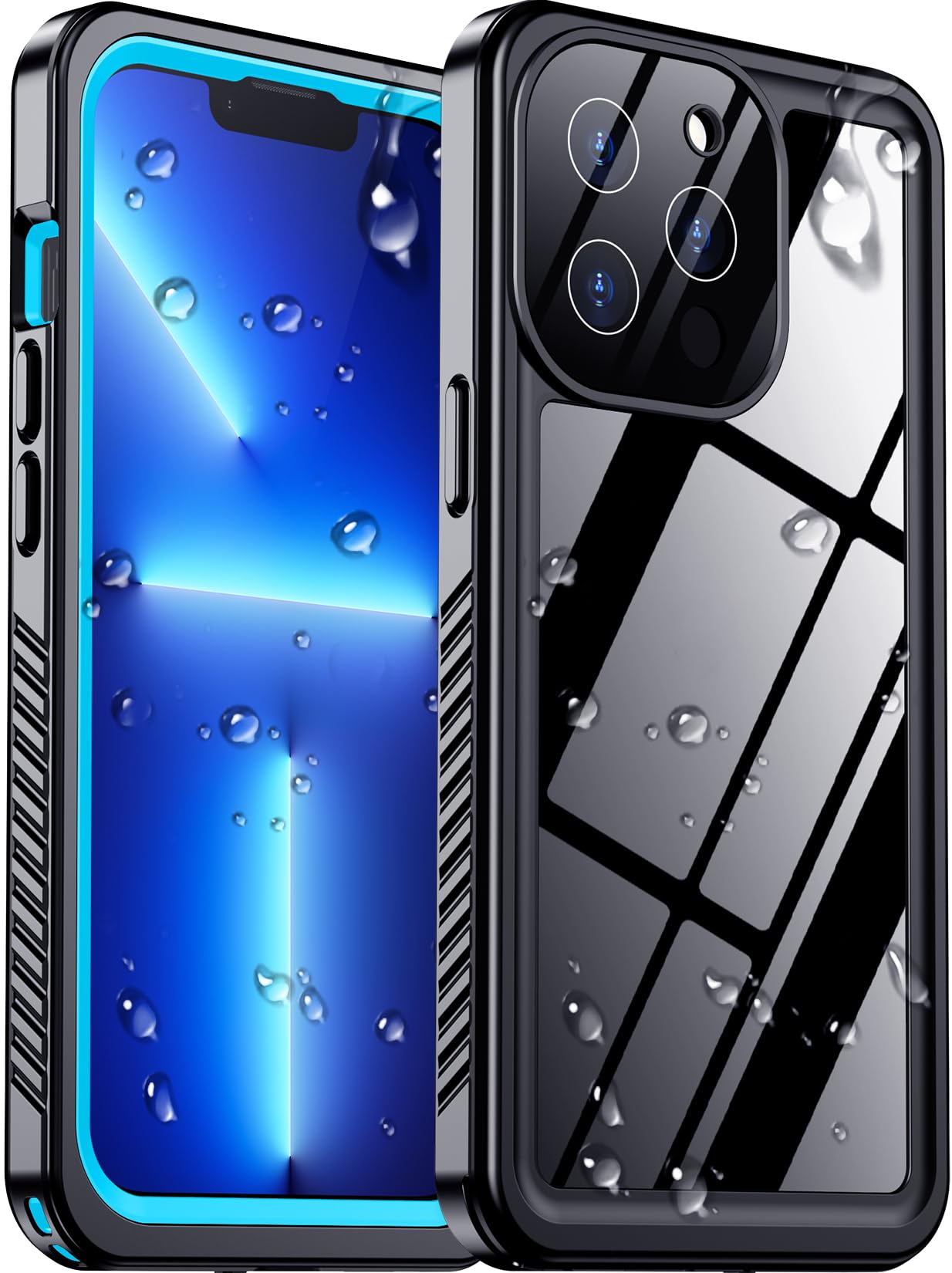 Temdan Compatible with iPhone 13 Pro Max Case Waterproof, Built-in Screen & Camera Protector IP68 Underwater Full Body 13FT Military Dropproof