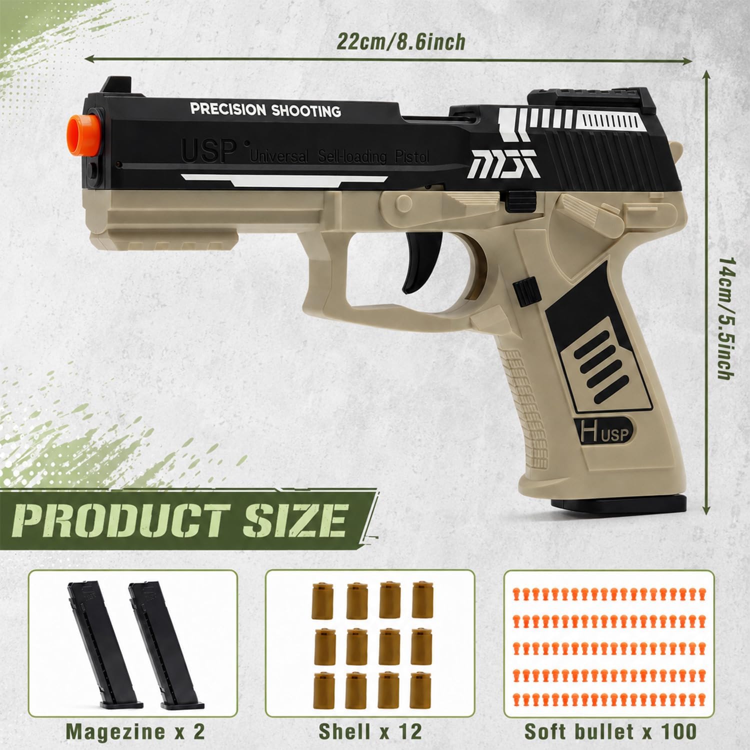 Toy Pistol, Automatic Shell Ejection Toy Gun, Automatic Reloading Rebound Pistols for Shooting Game Educational Toys Gifts for Kids Boys Girls