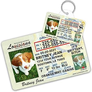 Louisiana Driver License Custom Dog Tag for Pets and Wallet Card - Personalized Pet ID Tags - Dog Tags for Dogs - Dog ID Tag - Personalized Dog ID Tags - Cat ID Tags - Pet ID Tags for Cats