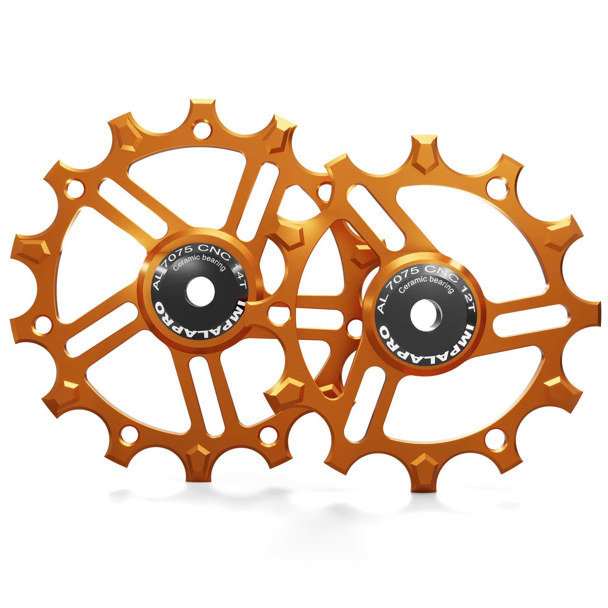 IMPALAPRO - Set of 2 Ceramic Jockey Wheels 12T-14T Aluminium 7075 CNC for 9 to 12 Speeds