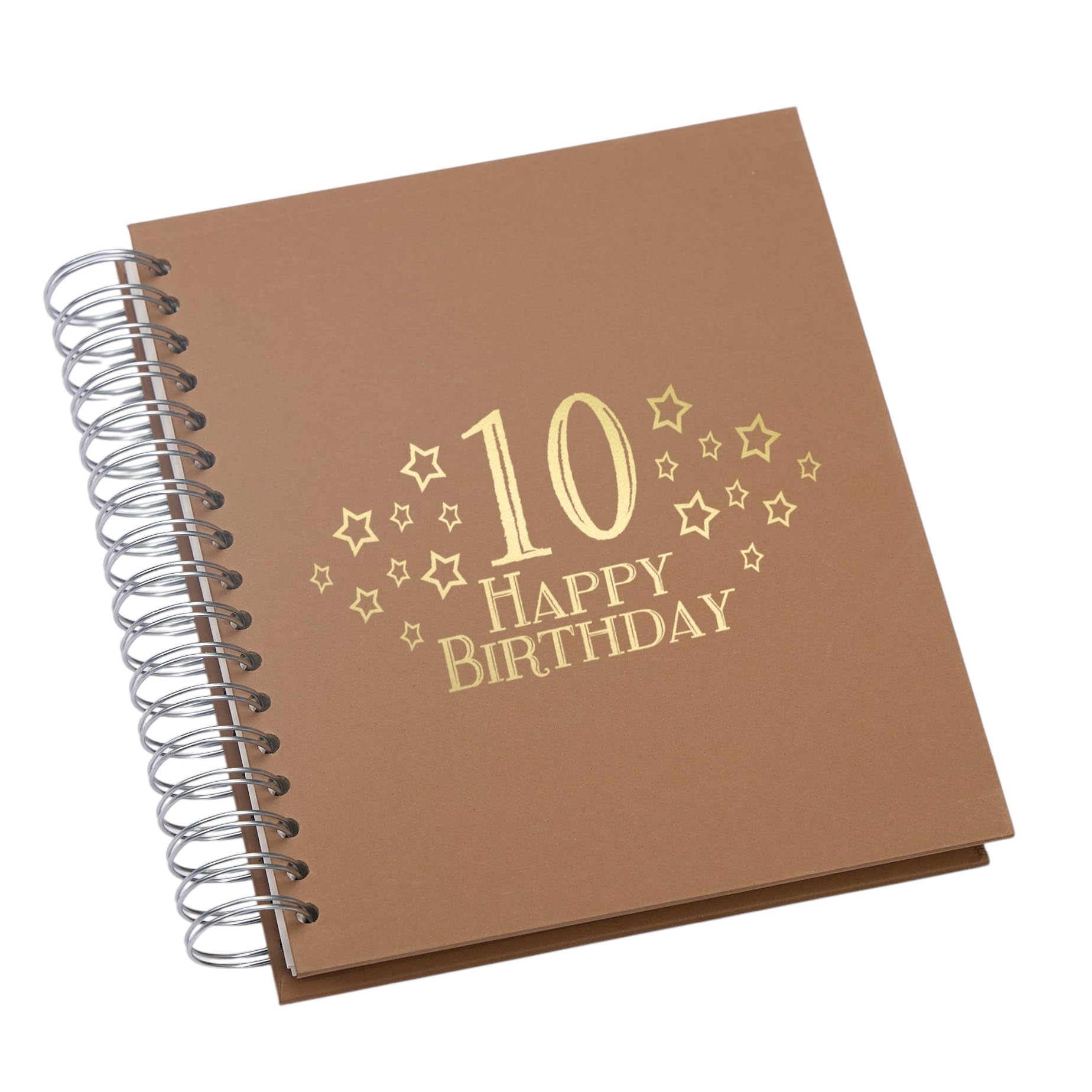 Large 10th Birthday Photo Album Memory Keepsake, Stars Design, Multiple Colour Options, Fits 6x4 or 5x7 Photos (Brown, 4 x 6 Inch)