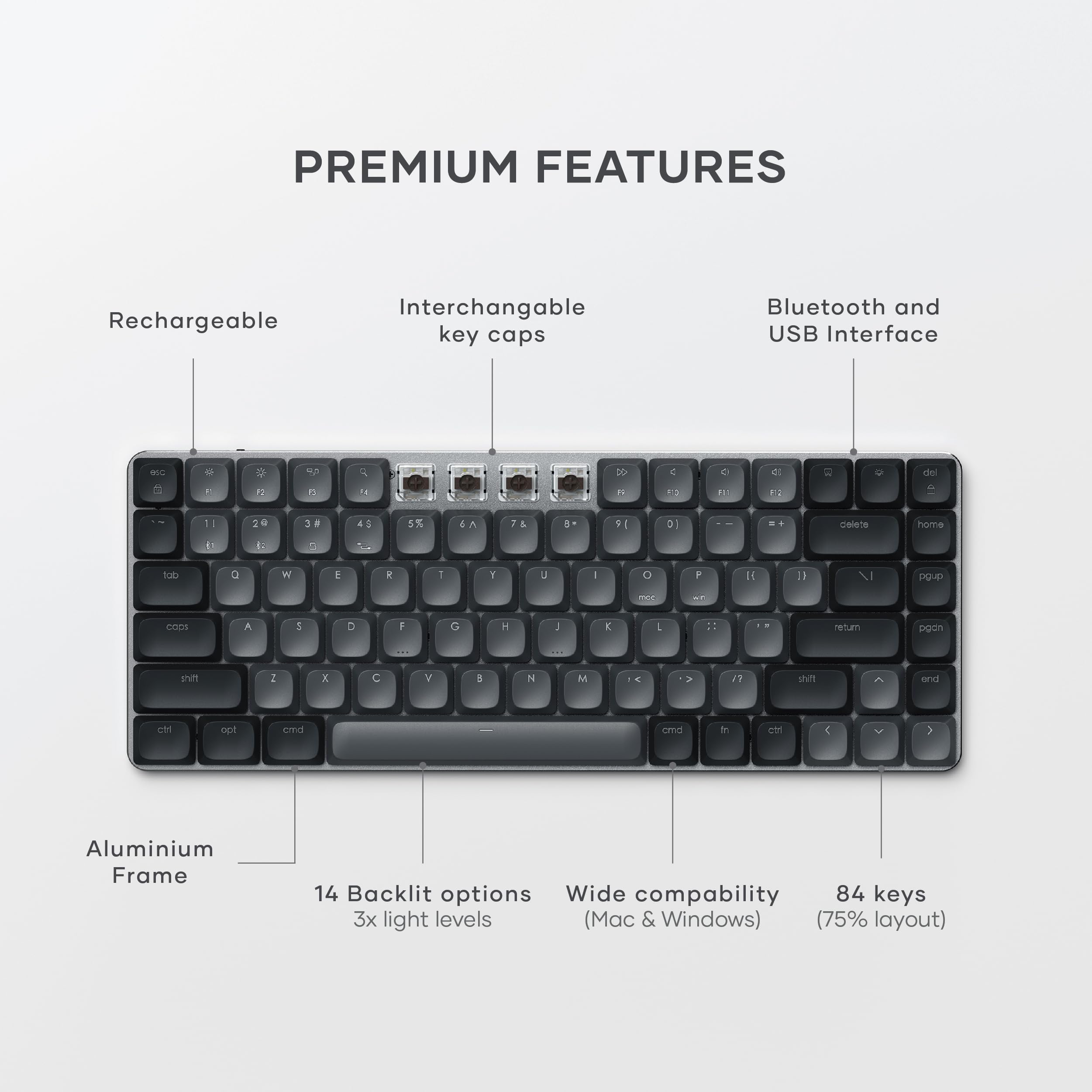 Amazon.com: Satechi SM1 75% Mechanical Keyboard, LED Backlit 