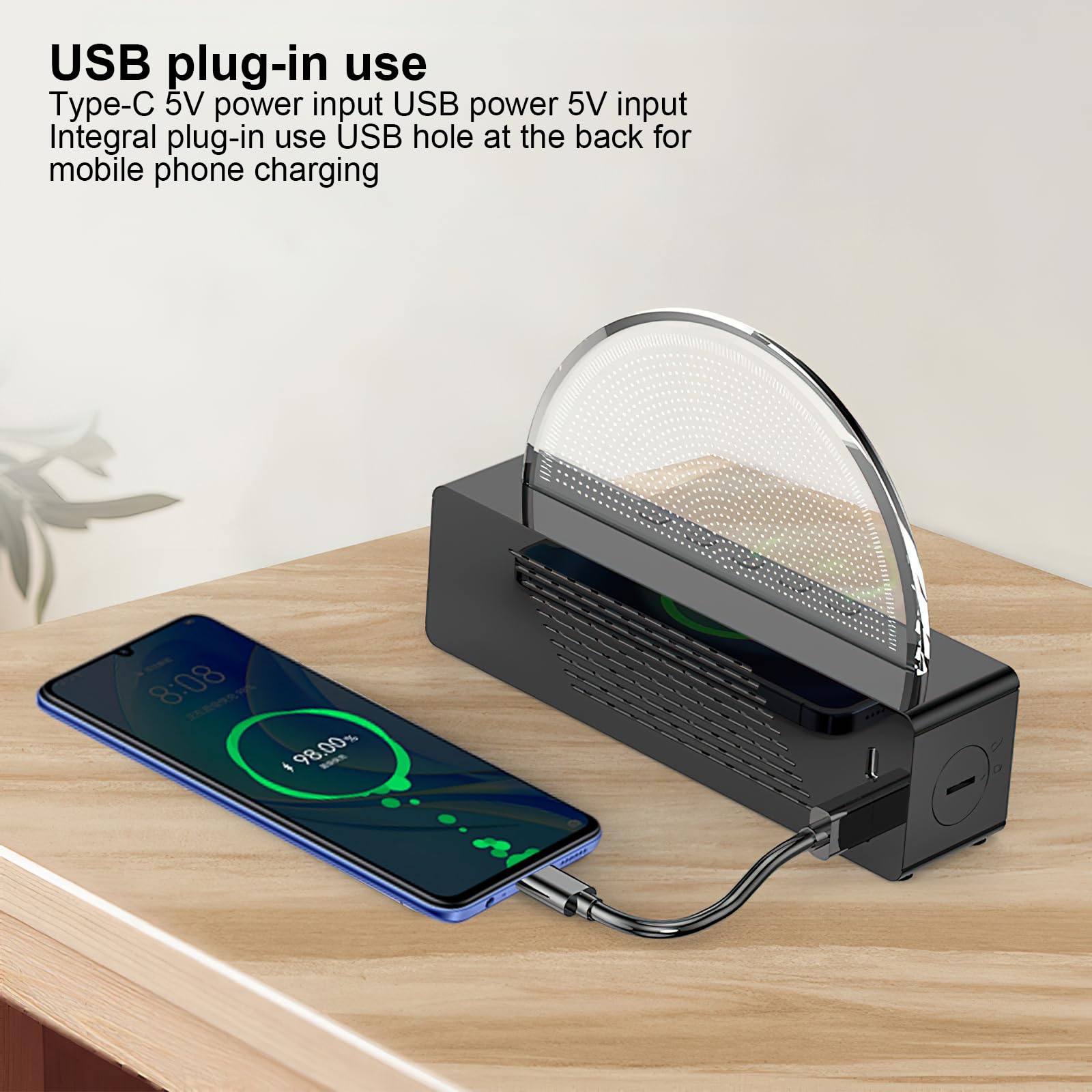 Sveglia digitale, sveglia luminosa con funzione di ricarica USB, sveglia luminosa, sveglia intelligente, luce d'atmosfera, lampada da comodino, display LED colorato, lampada da tavolo, scatola di