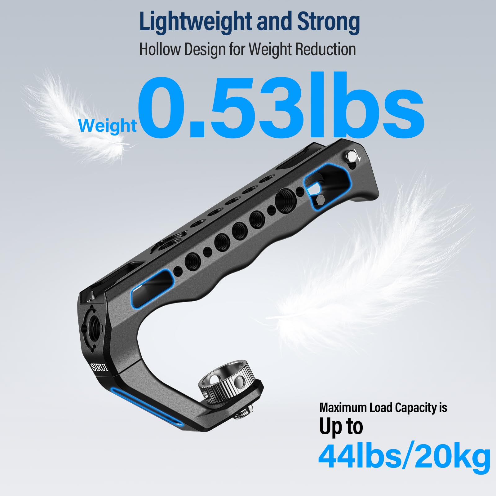 SIRUI 2 in 1 Top Handle für ARRI oder für NATO-Mount, Vollaluminium-Kamerakäfiggriff mit Cold Shoe mit Sicherheitsstift, mehrere Gewindebohrungen, AM-MTHA