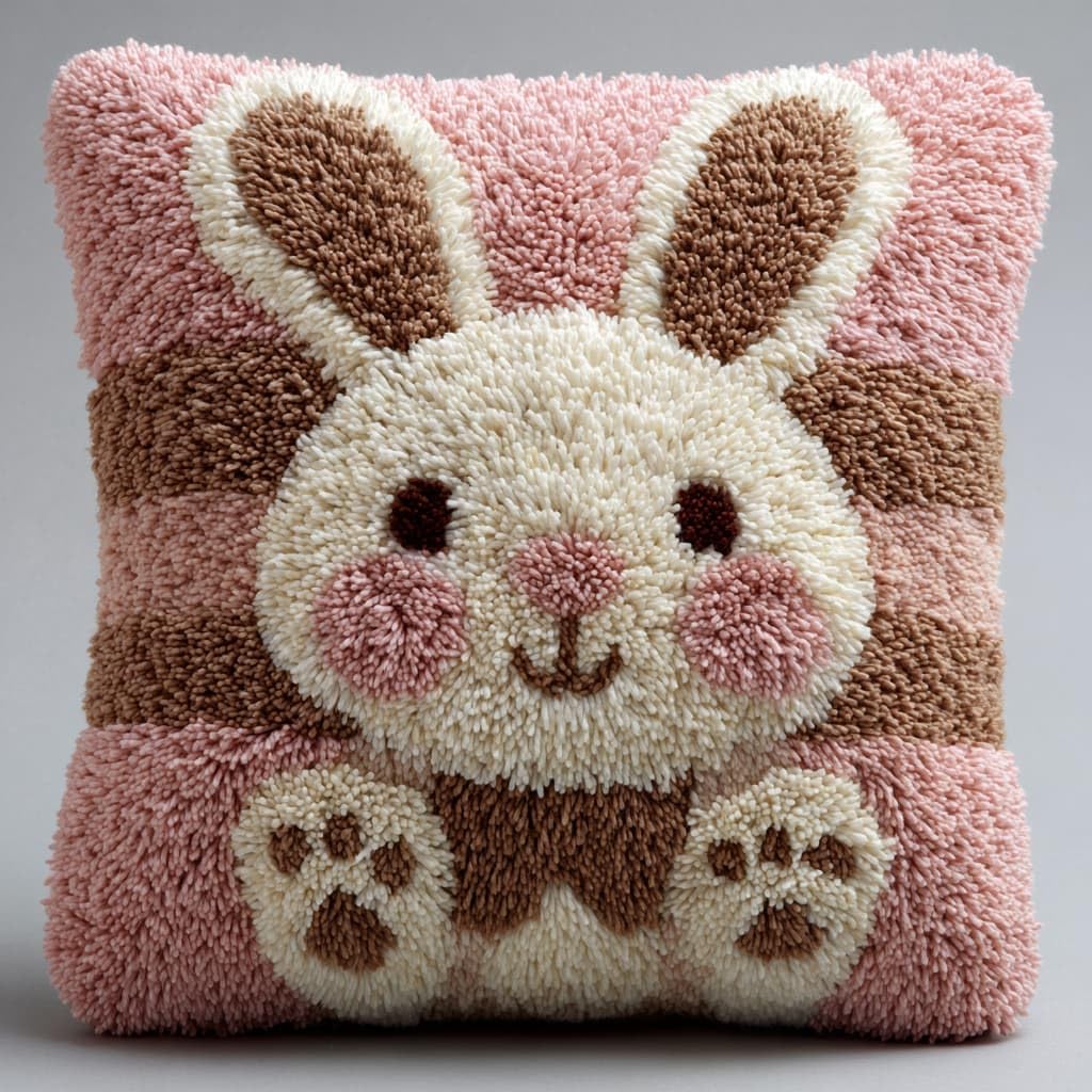Henypt DIY Latch Hook Pillow Kit, Rabbit