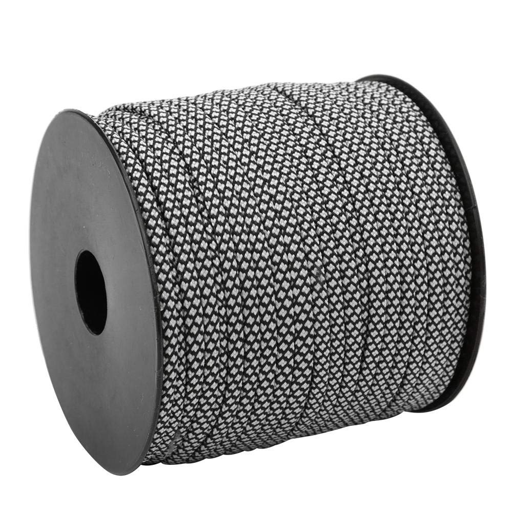 Nikou Paracord, 50 m, 4 mm, grubość 7 rdzeni, paracord, namiot ratunkowy, namiot ratunkowy, smycz kempingowa, do tkania bransoletek na świeżym powietrzu, wyposażenie awaryjne (srebrno-czarna)