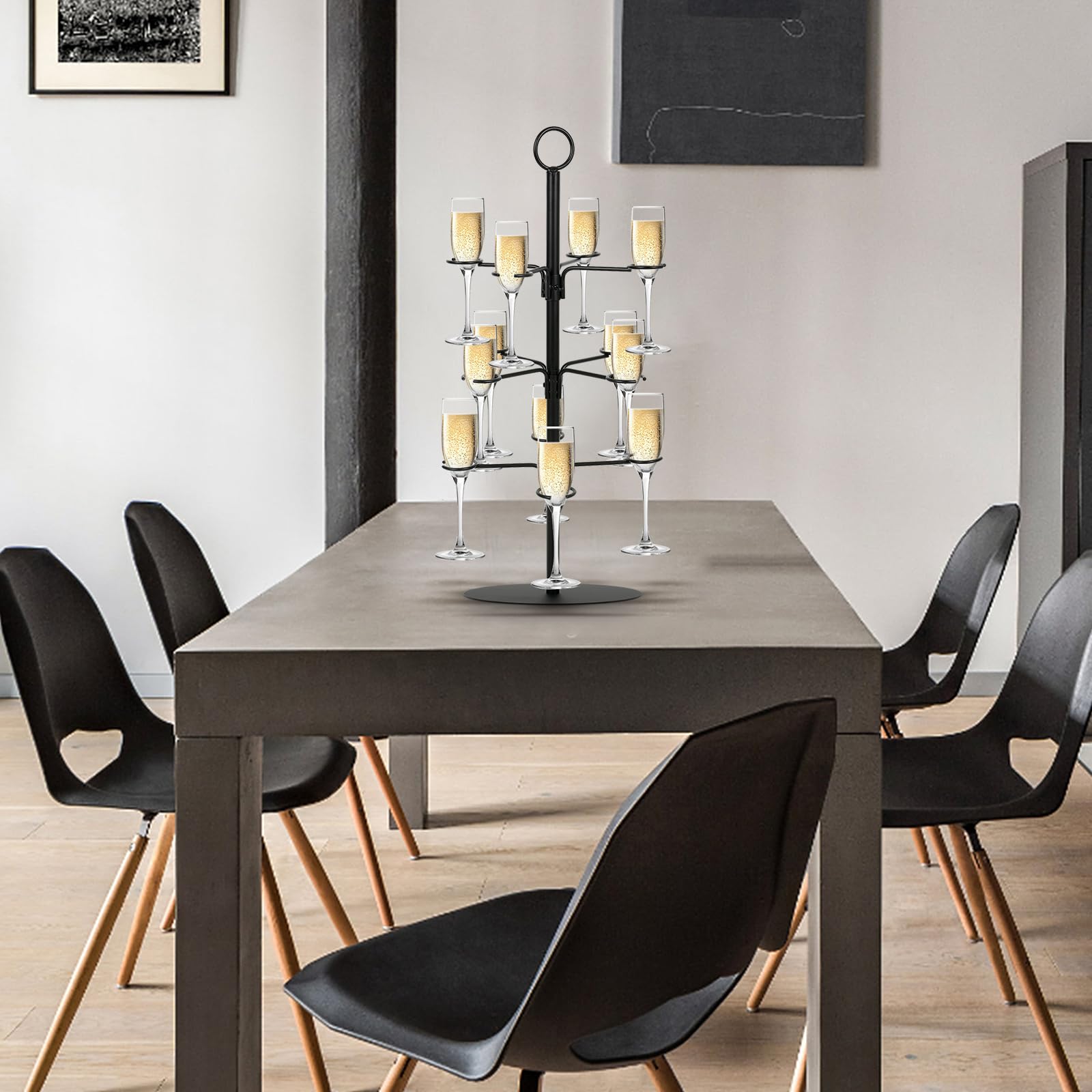 Supporto per Albero da Cocktail,Display per Degustazione di Volo,3 Piani con 12 Supporti,per Bevande,Vino,Cocktail,Martini,Addio al Nubilato,Feste Bar Mimosa ed Eventi
