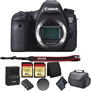 Canon EOS 6D DSLR Camera Bundle Kit with 2X 64GB Memory Cards + Carrying Case + More - International Model