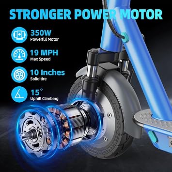 Electric Scooter Adults, 8.5/10 Solid Tires, 350W Motor, E Scooter 36V 8AH/12AH, Max Speed 19MPH, Long Range 21/28 Miles, Foldable E-Scooter with Dual Brakes, Cruise Control, APP