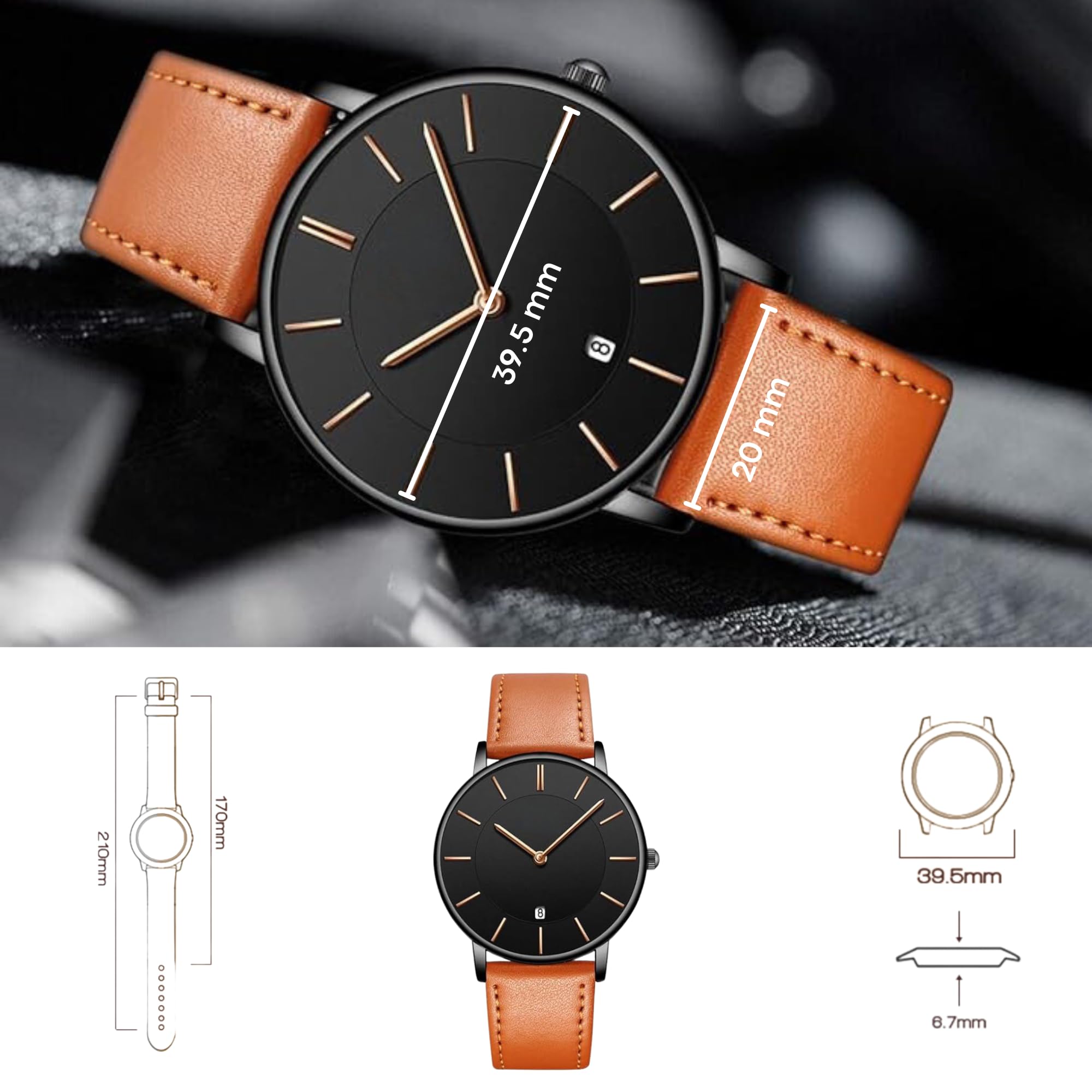 Tyme Oslo Herren-Armbanduhr, 39,5 mm, Uhren für Herren, in Geschenkbox