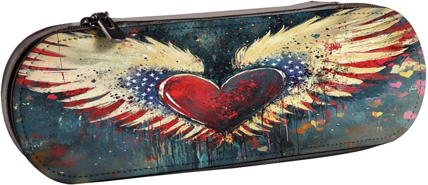Love Angel Wings Leather Multi Slot Pen Storage Case