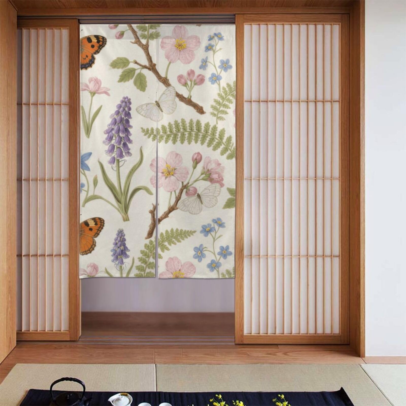 FekiLoot Floral Door Curtain for Doorway Privac,Personalized Blackout Kitchen Curtains Window Treatment 2 Panel Door Curtain Tapestry Hanging Room Divider Home Decor 34"X 56"