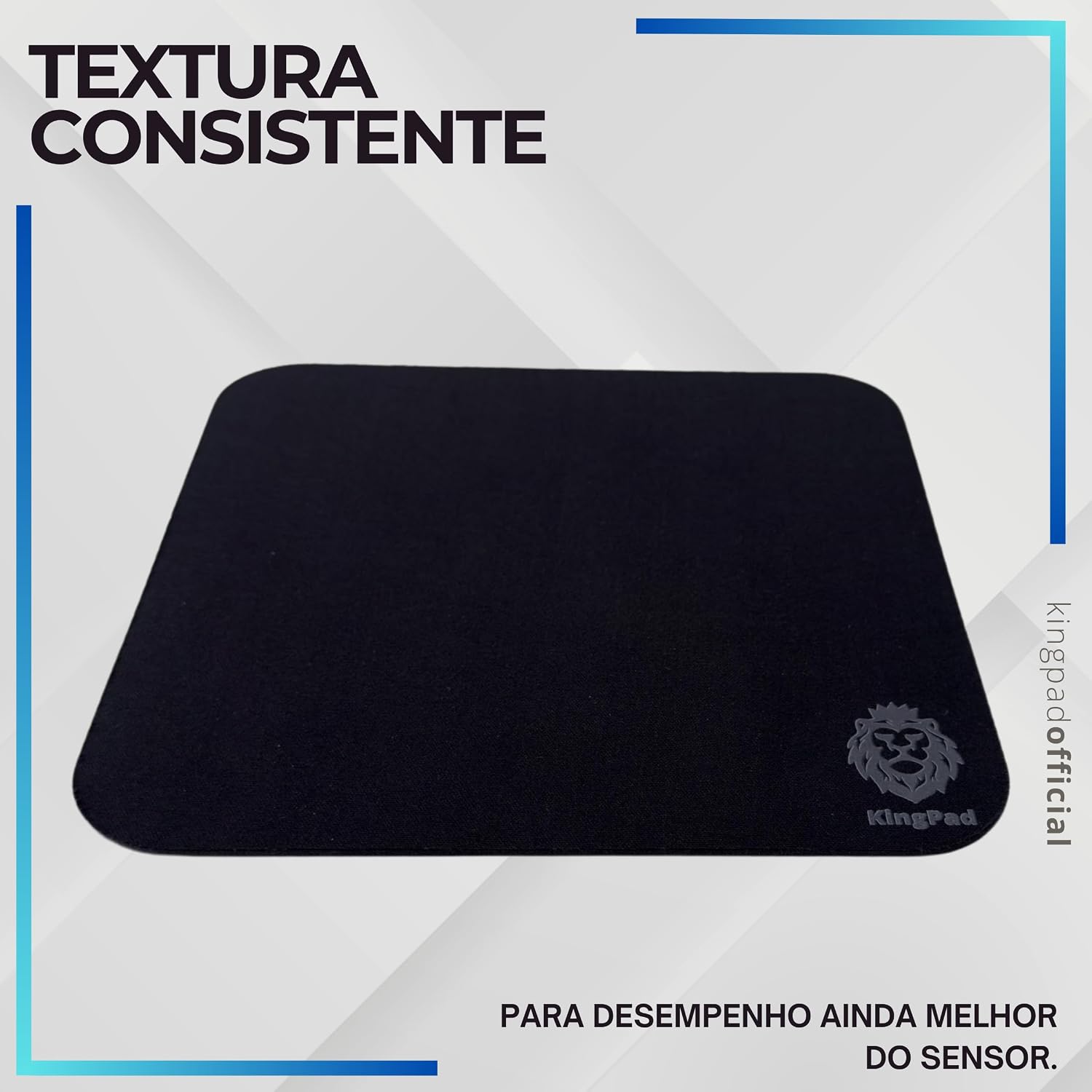 Mouse Pad de Tecido com Base Antiderrapante KingPad Linha G200 Otimizado para Jogos e com Superfície de Atrito Moderado - Preto Minimalista
