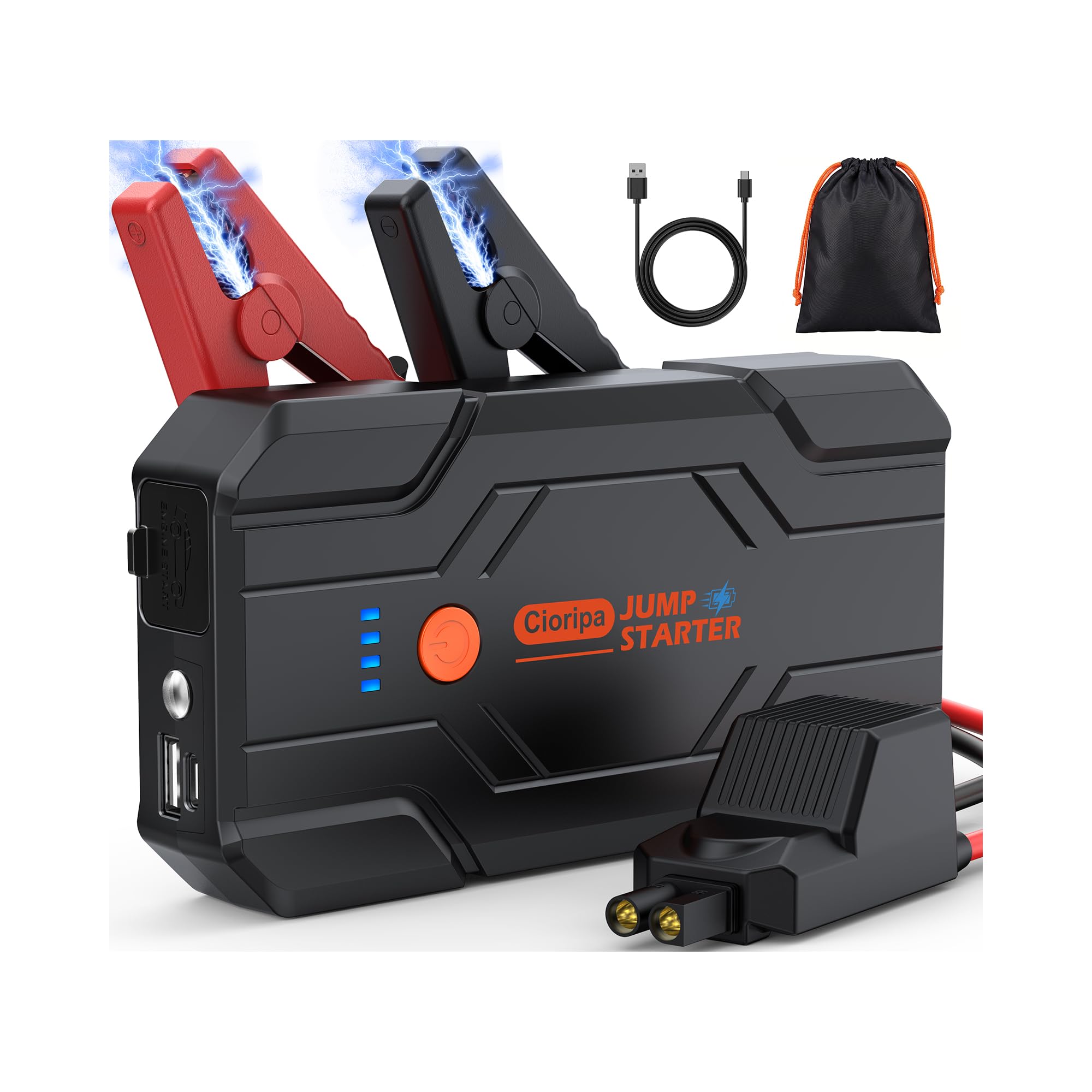 Booster Avviamento Auto 8000A - 14.8V Avviatore Batteria Auto 59.2Wh per Auto per Motori 9.0L Benzina e 8.5L Diesel, LED Avviatore di Emergenza per Auto con cavo di sicurezza