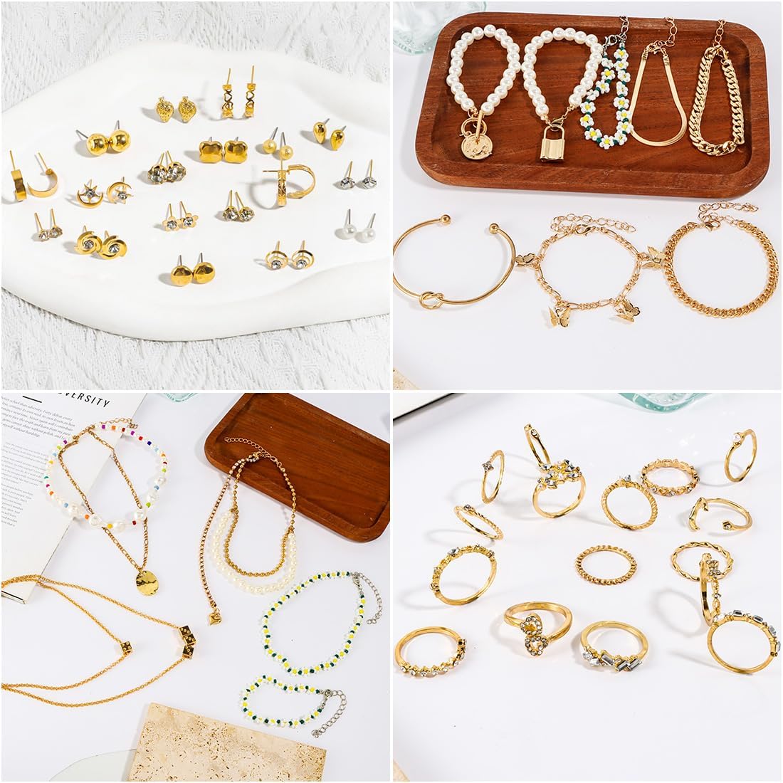 Gold Plated Jewelry Set for Women Fashion Costume Jewelry Necklace Bracelet Earrings Set for Christmas, Valentine's Day, Wedding - Image 5