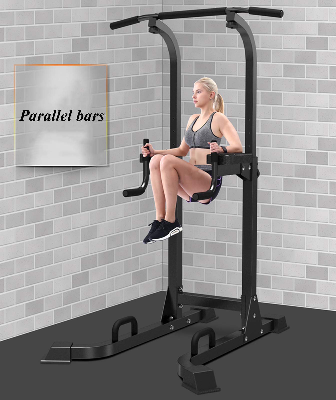 Stazione di Dip Multifunzione per Allenamento in Palestra in Casa Attrezzatura per Esercizi Fitness Torre con Barra per Trazioni/Push Up Regolabile in Altezza,