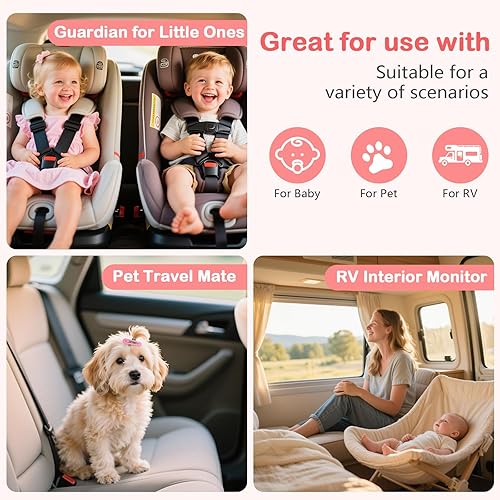 Miniatura 8 de Cámara dual de coche para bebé para 2 niños, pantalla dividida de 6.9 pulgadas, pantalla HD ultraancha con 2 cámaras, visión nocturna IR, fácil