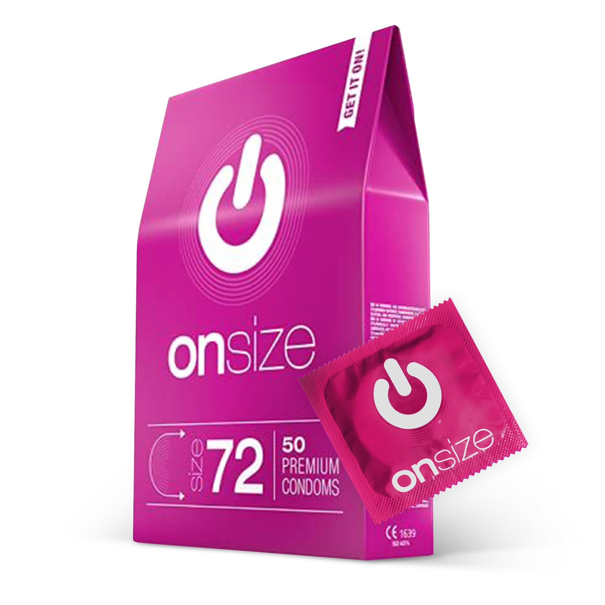 ON) ONsize Kondome | 72 mm Breite | 50 Stück Packung | Hauchzart | mit Silikon Gleitgel | Dünne 0,07 mm Wandstärke