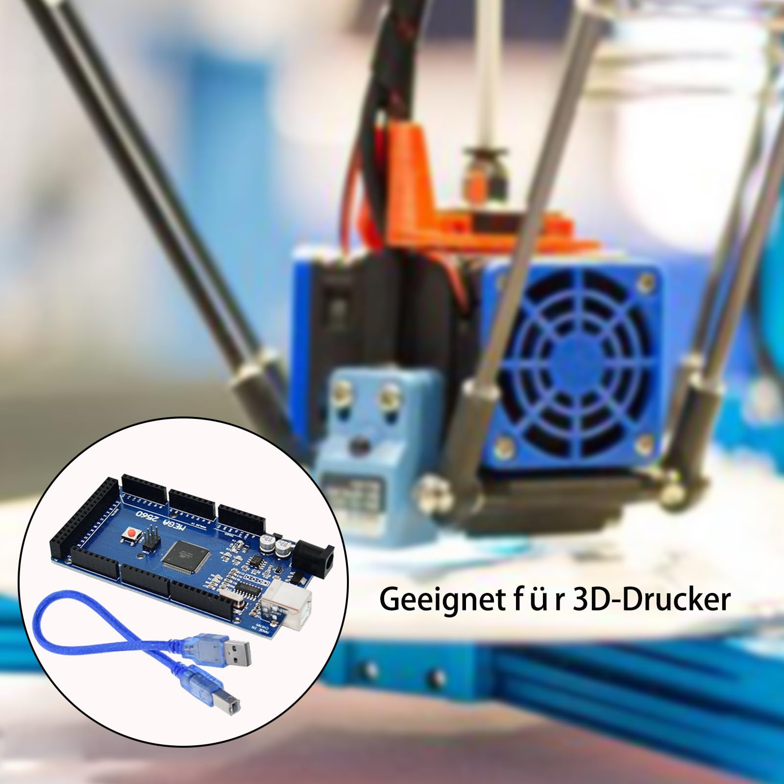 GERUI Scheda Mega-2560-R3, Scheda di Sviluppo Mega-2560 con Cavo USB Compatibile con modulo 2560 R3 Migliorato con Cavo Dati Alimentazione 6,5~12V Compatibile con Arduino IDE