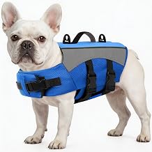 ASENKU Dog Life Jacket with Reflective Stripes, Adjustable High Visibility Dog Safety Vest, Ripstop Lifesaver, Pet Preserver with High Flotation Swimsuit for Small, Medium and Large Dogs Blue, S