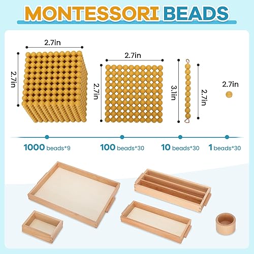 Miniatura 4 de Courtco Montessori Golden Beads Juguetes Sistema Decimal Matemáticas Materiales de Enseñanza, Matemáticas Concreto y Hace que los niños entiendan