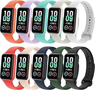 lepmok [10-Pack] Band for Amazfit Band 7 Women Men, Replacement Silicone Wristbands for Amazfit Band 7 Fitness & Health Tracker