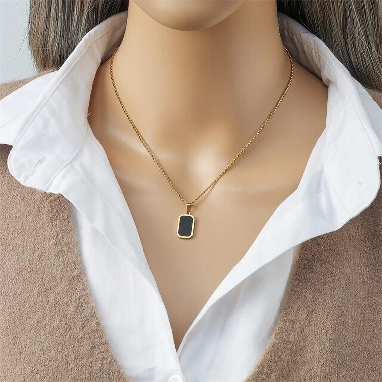 Mens Everyday::Party::Love::Wedding & Engagement Gold-plated Brass Contemporary F1836 Black Pendant-picture-23