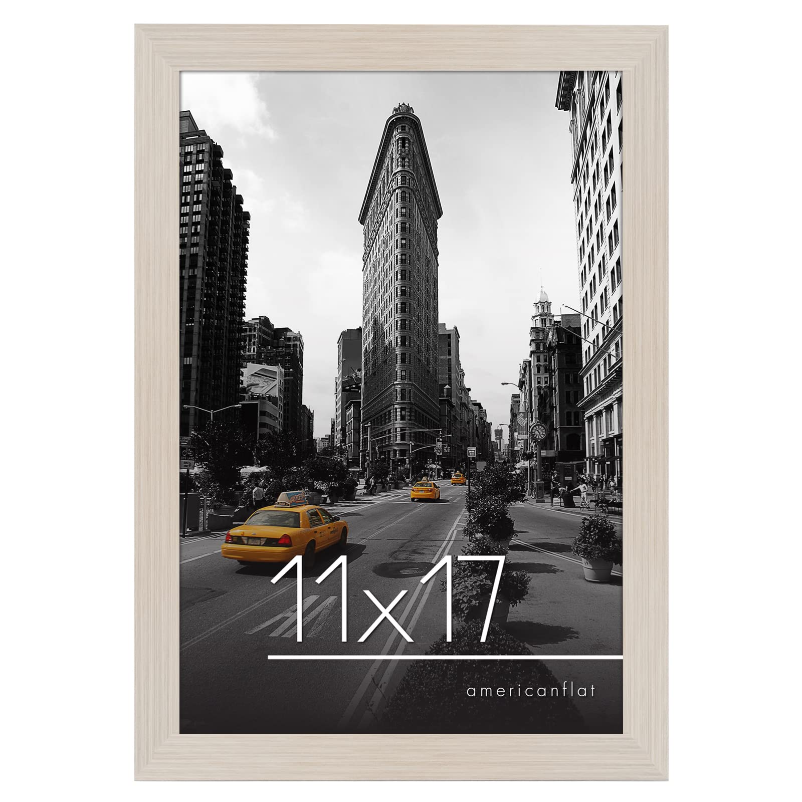 Americanflat 11x17 Picture Frame in Light Wood - Legal Sized Paper Display. - Engineered Wood with Shatter Resistant Glass - Horizontal and Vertical Formats for Wall