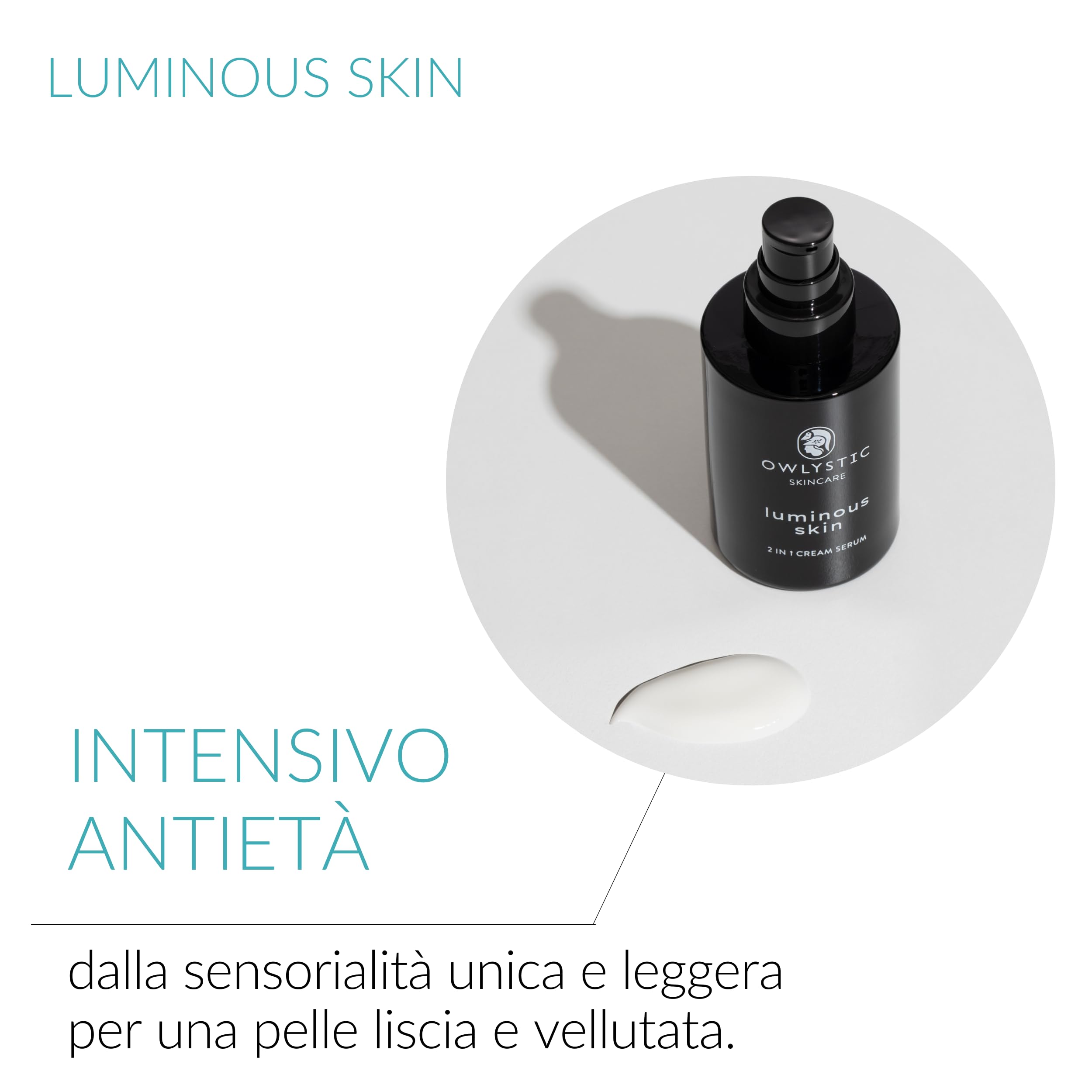 2in1 Bakuchiol Siero Crema Viso con Acido Ialuronico e Aloe Vera MADE IN ITALY - Alternativa Naturale Vegana al Retinolo Viso - Stimola Produzione Collagene e Antirughe - Per ogni Pelle OWLYSTIC 50ml
