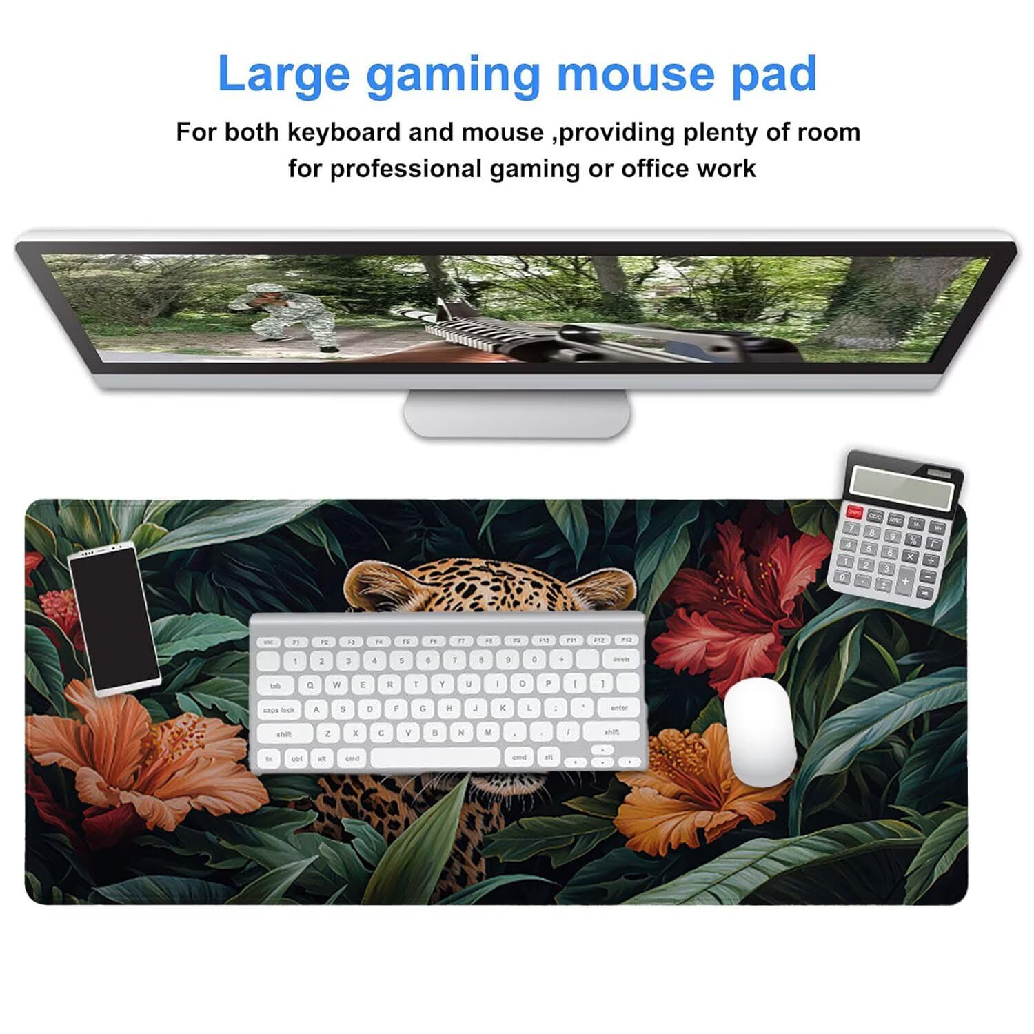 Podkładka pod mysz do gier, 1600 x 800 mm, XXL, duża gamingowa podkładka pod mysz, wodoodporna podkładka pod mysz, długa podkładka na biurko z przeszytymi krawędziami, mata na biurko z gumową