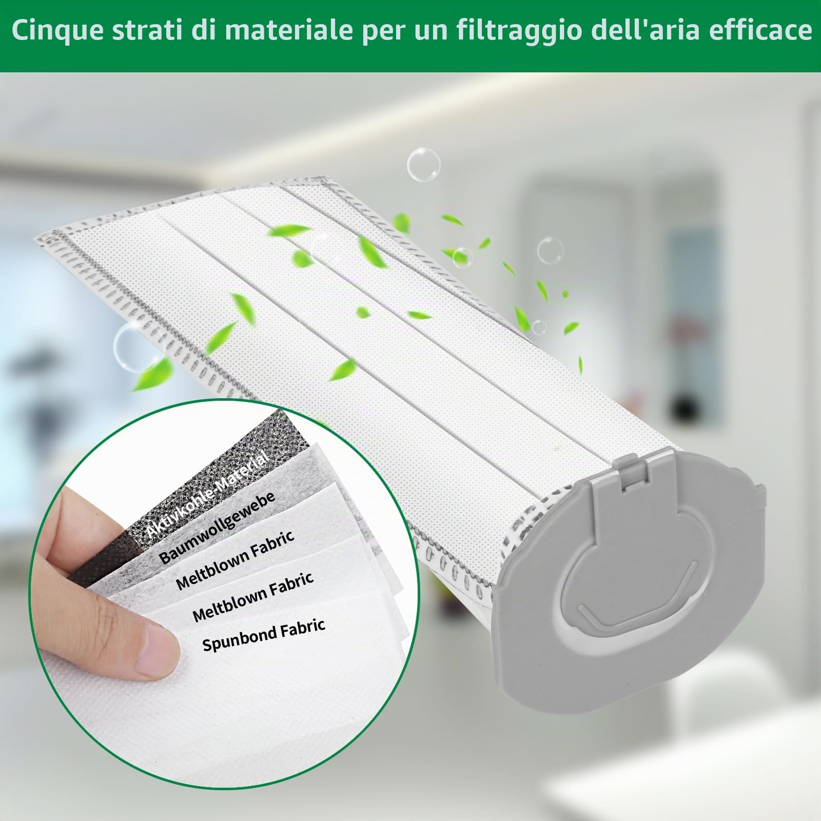 10 sacchetti per aspirapolvere Vorwerk Folletto VK7 FP7 Premium sacchetti filtro aspirapolvere