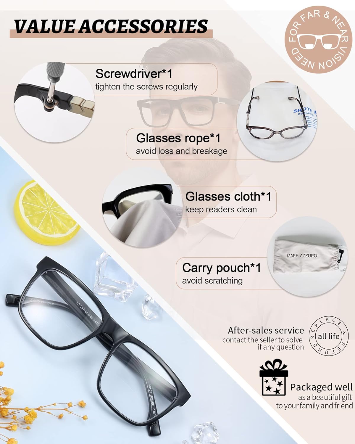 MARE AZZURO Bifocal Reading Glasses Men Blue Light Blocking Readers 1.0 1.25 1.5 1.75 2.0 2.25 2.5 2.75 3.0 3.5 - Image 6