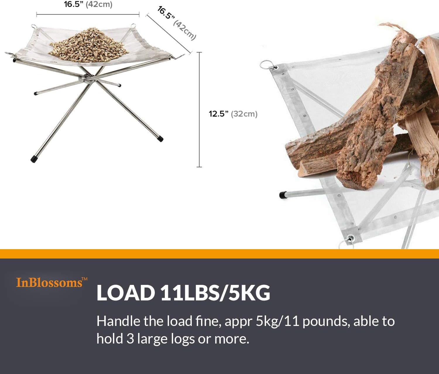 Portable Outdoor Camping Fire Pit 16.5" Collapsing Steel Mesh Fireplace Folding Wood Burning Stove for Garden,Backyard