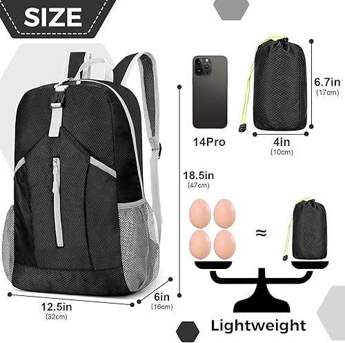 Miniatura 2 de AURUZA Mochila de senderismo de 26 litros, mochila deportiva plegable, equipo de campamento, artículos imprescindibles para viajes al aire libre