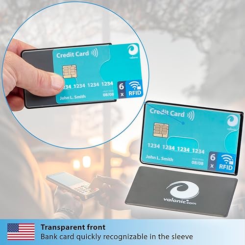 Miniatura 6 de valonic Juego de 6 fundas de bloqueo RFID - frontal transparente, funda protectora de tarjeta de crédito para billetera - Bloque de protección para