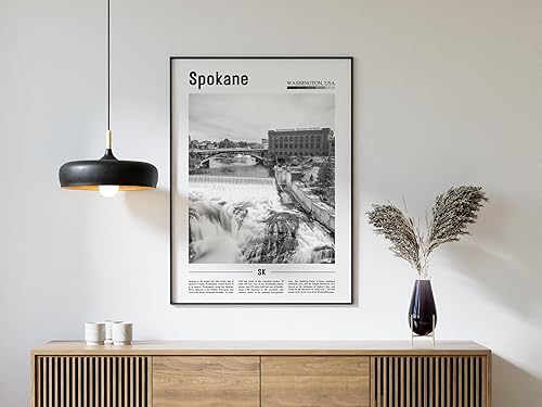 Miniatura 5 de Póster de Spokane en blanco y negro, estampado de Spokane en blanco y negro, arte de pared de Spokane, póster de viaje