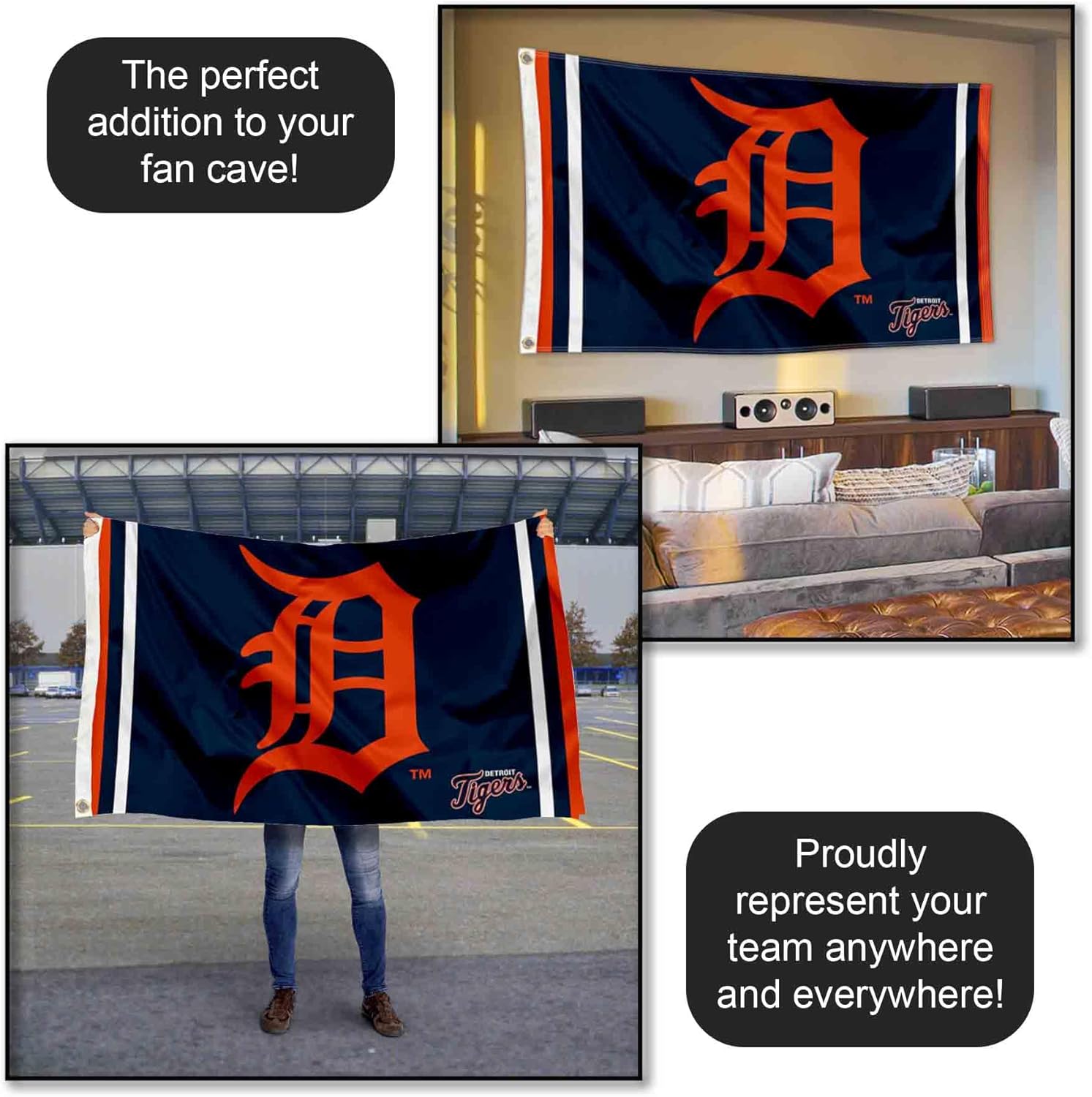 WinCraft Detroit Tigers Logo 3x5 Foot Grommet Banner Flag - Image 5