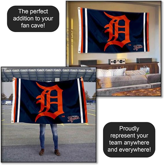 WinCraft Detroit Tigers Logo 3x5 Foot Grommet Banner Flag