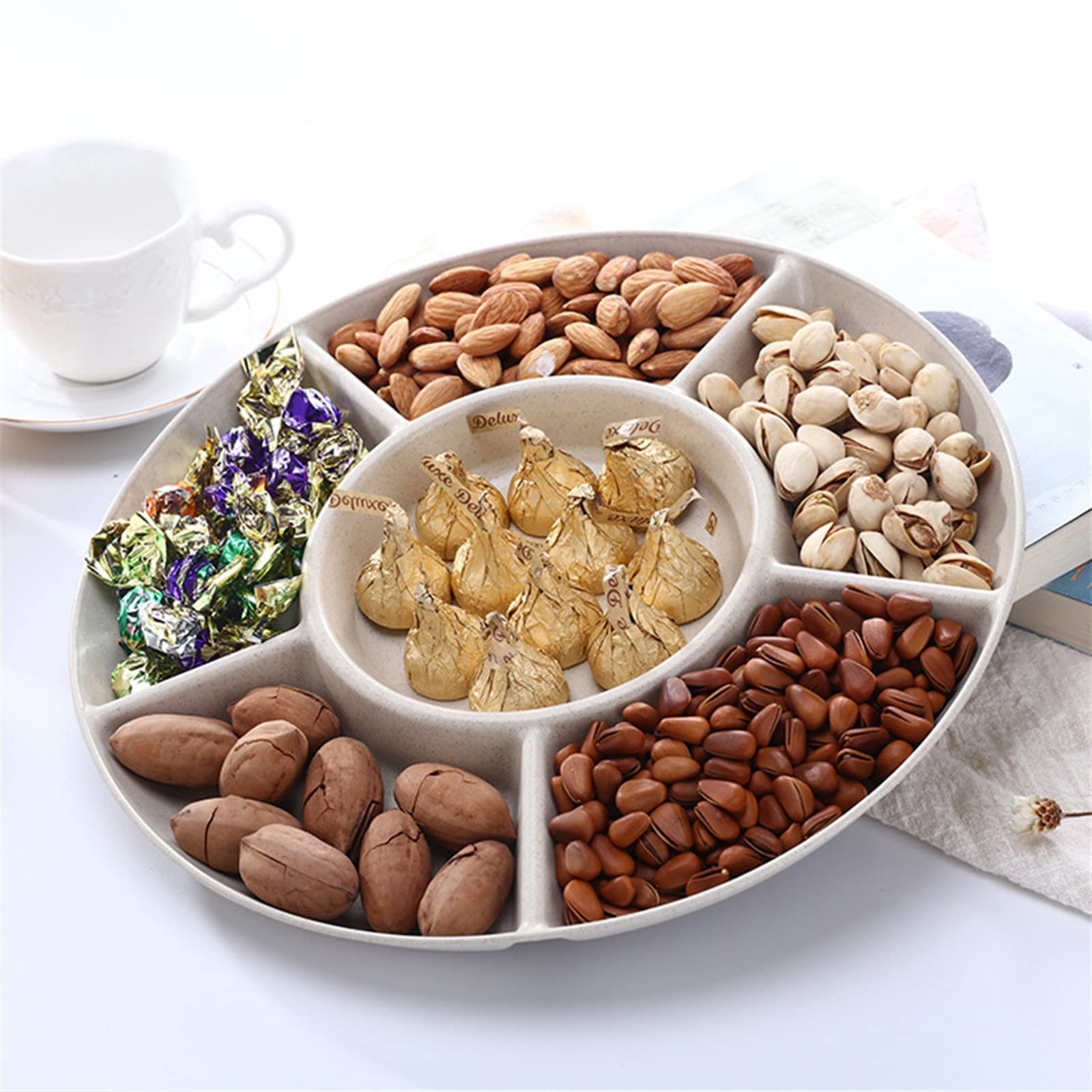 Bol à fruits - Plateau de rangement pour fruits secs - Assiette de service pour les apéritifs, les bonbons, les pâtisseries, les noix, les fruits secs