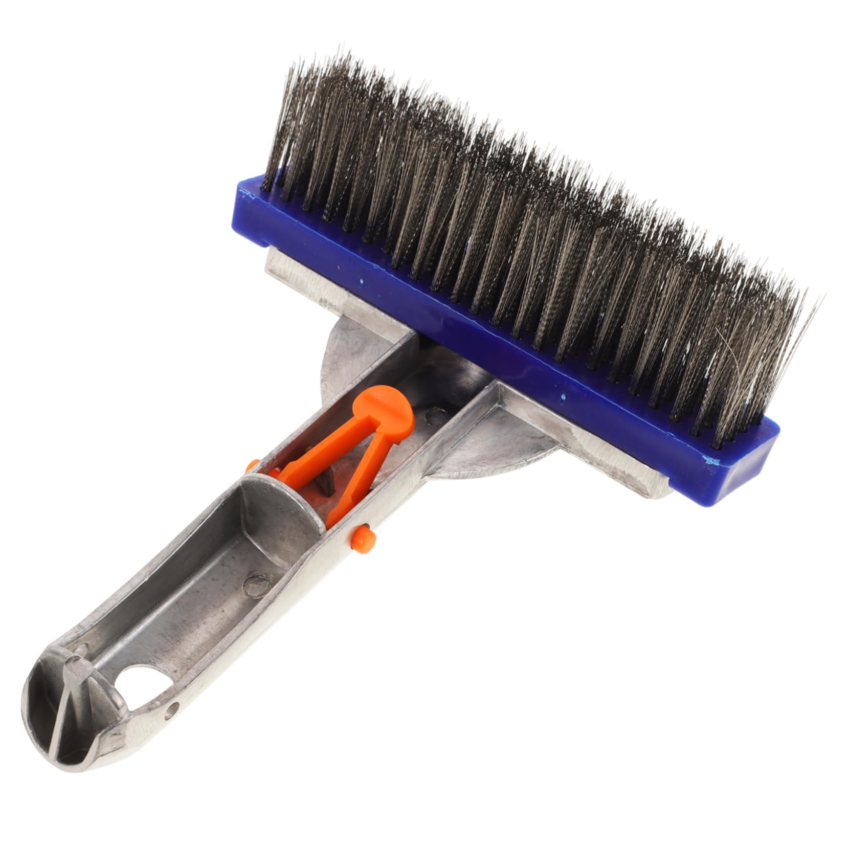 PLAFOPE Pool Brush and Handle Set 5 Inch Metal Pool Brush Wire Bristles Stainless Steel Brush for Swimming Pool Cleaning