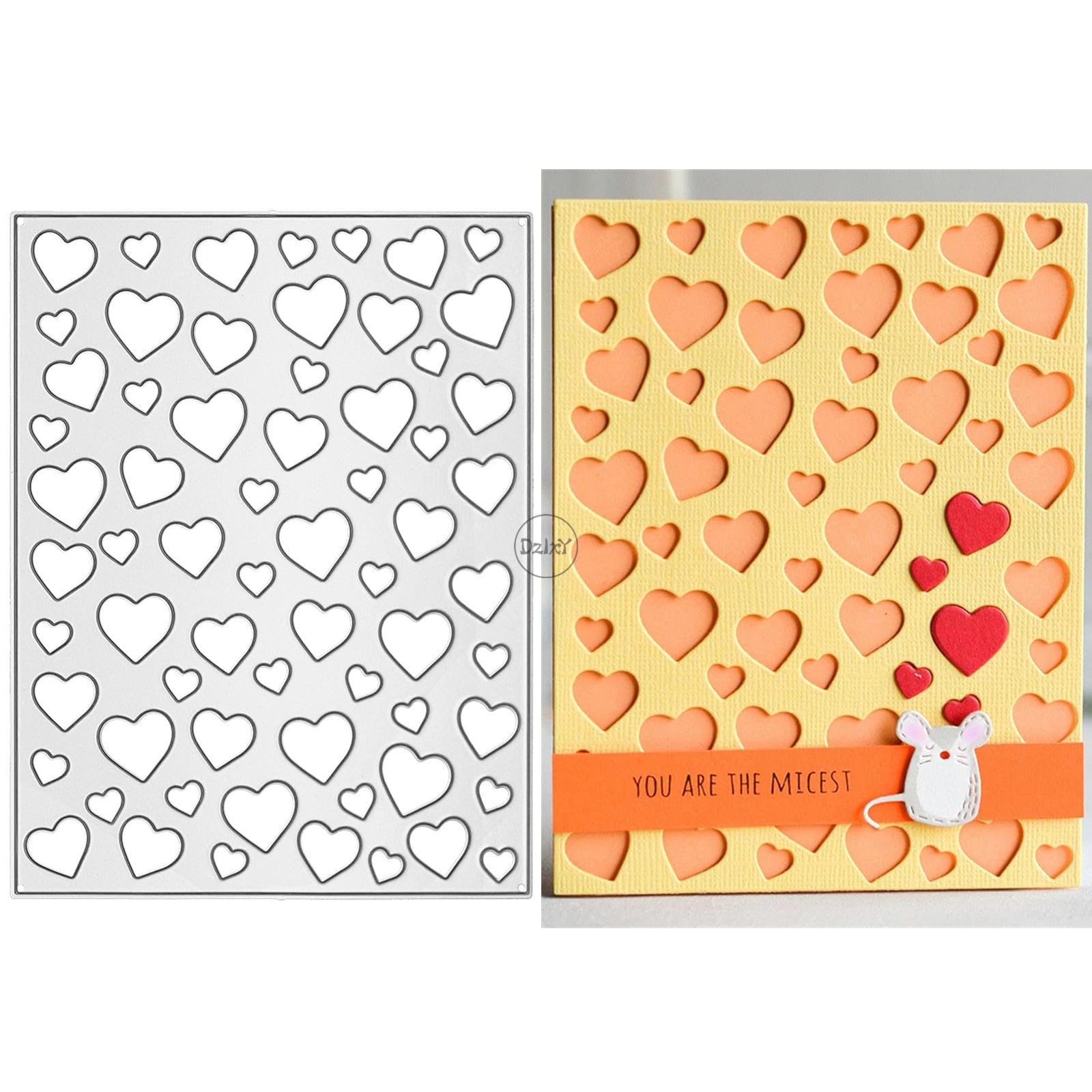 DzIxY Hollow Big Small Heart Background Metal Cutting Dies for Card Making Kit Embossing Paper Die Cuts Set Scrapbook Stencils Supplies Machine Templates