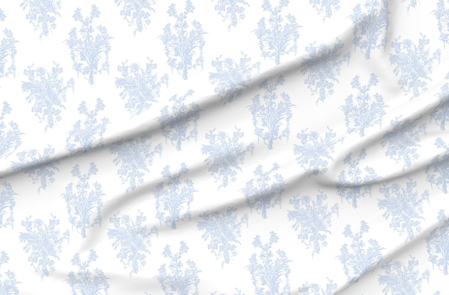 Spoonflower Fabric - Floral Damask Pastel Rococo Grandmillenial Cottagecore Country Blue Printed on Petal Cotton Fabric Fat Quarter - Sewing Quilting Apparel Crafts Decor