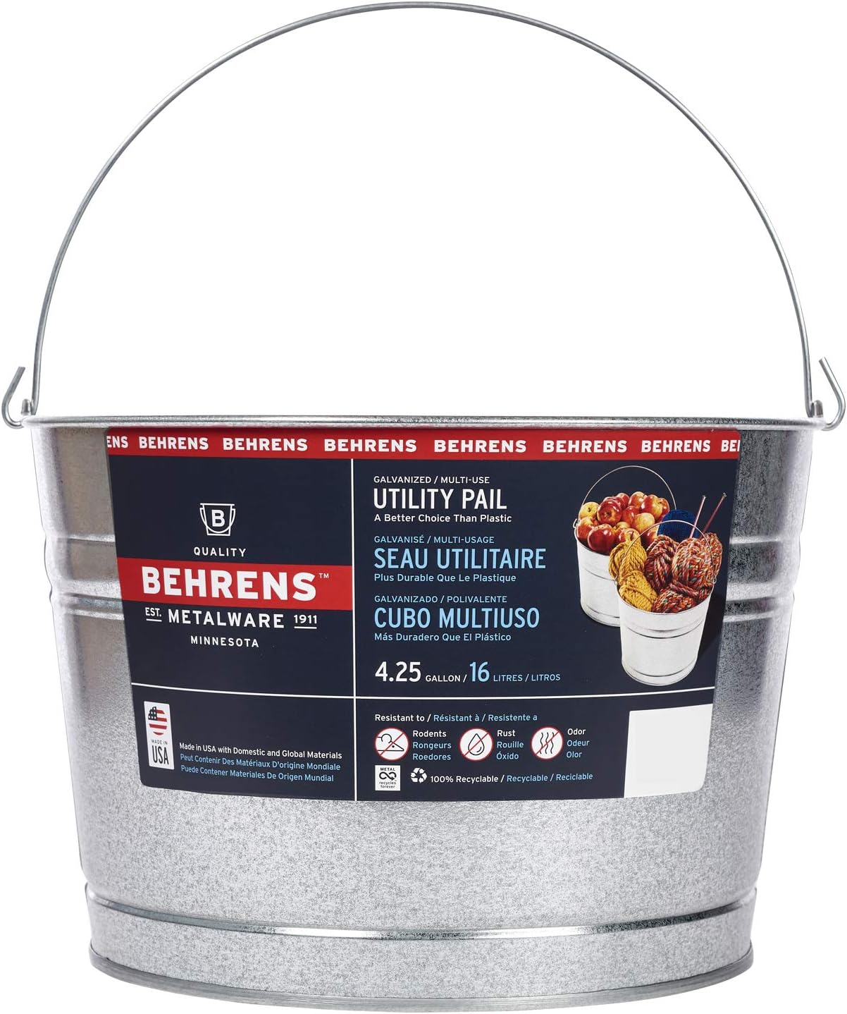 Behrens Galvanized Steel Utility Pail, 4-14 Gallon Kuwait Ubuy